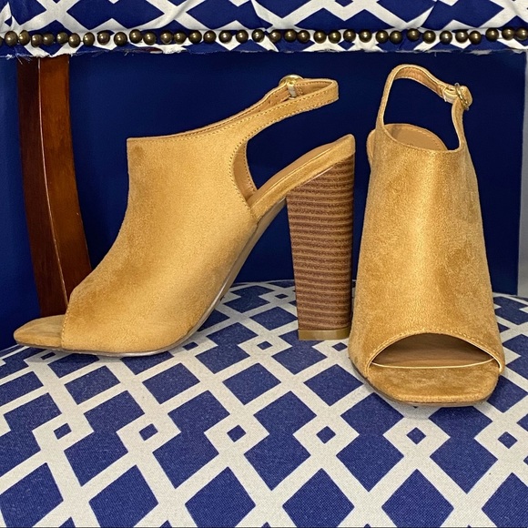 Shoe Republic LA Shoes - Light brown suede like open toe slingback booties Sz 7 by Shoe republic la